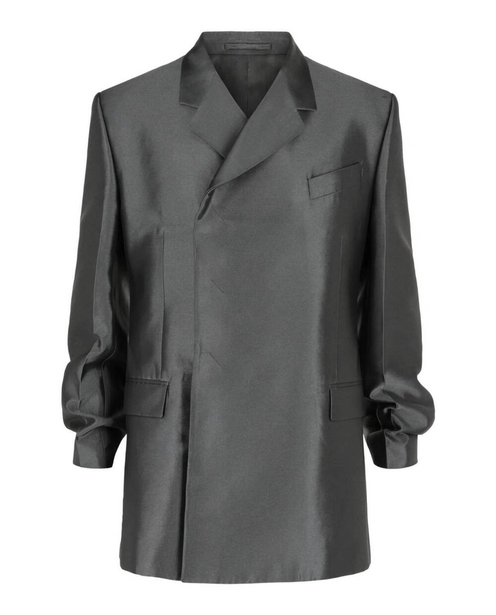 NEW SALVATORE FERRAGAMO men's double breasted jacket in dark grey